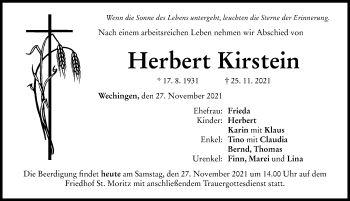 Traueranzeige von Herbert Kirstein von Rieser Nachrichten