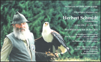 Traueranzeige von Herbert Schmidt von Mindelheimer Zeitung