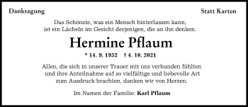 Traueranzeige von Hermine Pflaum von Illertisser Zeitung