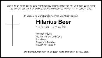 Traueranzeige von Hilarius Beer von Günzburger Zeitung