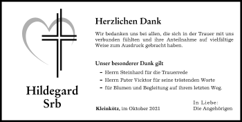 Traueranzeige von Hildegard Srb von Günzburger Zeitung