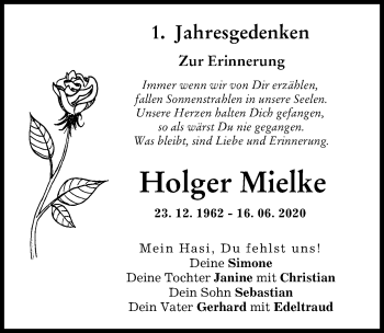 Traueranzeige von Holger Mielke von Neuburger Rundschau