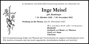 Traueranzeige von Inge Meisel von Neuburger Rundschau