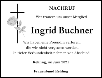 Traueranzeige von Ingrid Buchner von Aichacher Nachrichten