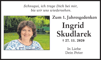 Traueranzeige von Ingrid Skudlarek von Augsburger Allgemeine