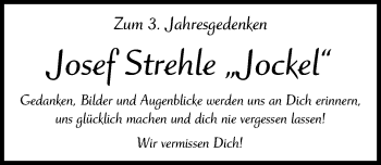 Traueranzeige von Josef Strehle von Günzburger Zeitung