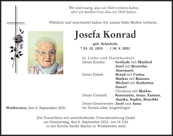 Traueranzeige von Josefa Konrad von Günzburger Zeitung