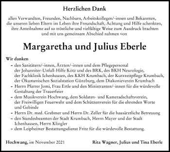 Traueranzeige von Julius Eberle von Günzburger Zeitung