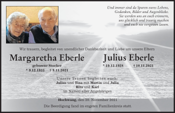 Traueranzeige von Julius Eberle von Günzburger Zeitung