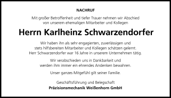 Traueranzeige von Karlheinz Schwarzendorfer von Illertisser Zeitung, Neu-Ulmer Zeitung