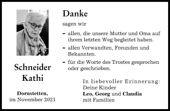 Traueranzeige von Kathi Schneider von Landsberger Tagblatt
