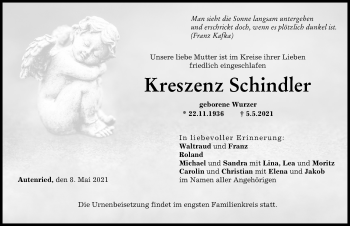 Traueranzeige von Kreszenz Schindler von Günzburger Zeitung