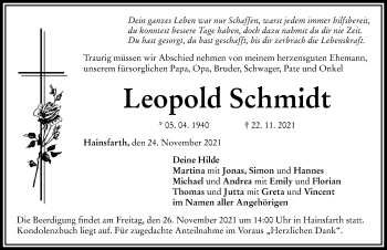 Traueranzeige von Leopold Schmidt von Rieser Nachrichten