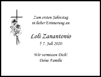 Traueranzeige von Loli Zanantonio von Ammersee Kurier