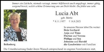 Traueranzeige von Lucia Abt von Illertisser Zeitung