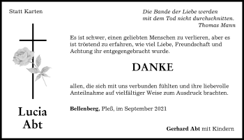 Traueranzeige von Lucia Abt von Memminger Zeitung