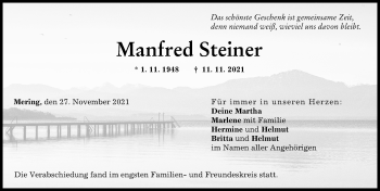 Traueranzeige von Manfred Steiner von Friedberger Allgemeine