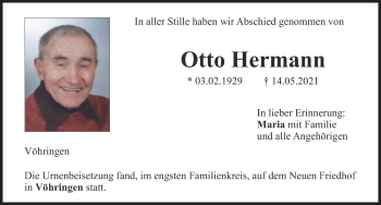 Traueranzeige von Otto Hermann von Illertisser Zeitung