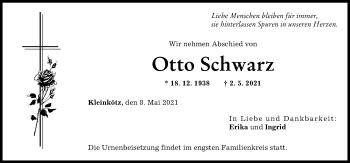Traueranzeige von Otto Schwarz von Günzburger Zeitung