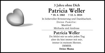 Traueranzeige von Patricia Weller von Augsburger Allgemeine