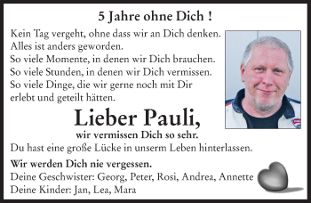 Traueranzeige von Pauli  von Rieser Nachrichten