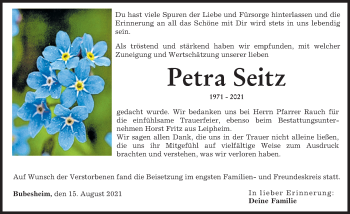 Traueranzeige von Petra Seitz von Günzburger Zeitung