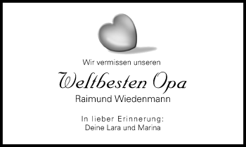 Traueranzeige von Raimund Wiedenmann von Günzburger Zeitung