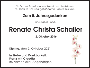Traueranzeige von Renate Christa Schalter von Friedberger Allgemeine