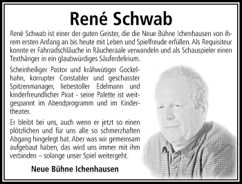 Traueranzeige von Rene Schwab von Mittelschwäbische Nachrichten, Günzburger Zeitung