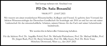 Traueranzeige von Sasa Bosancic von Augsburger Allgemeine