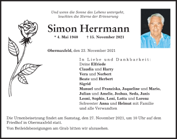 Traueranzeige von Simon Herrmann von Neuburger Rundschau