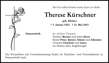 Traueranzeige von Therese Kürschner von Donauwörther Zeitung