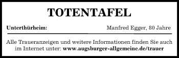 Traueranzeige von Totentafel vom 23.11.2021 von Augsburg-Land