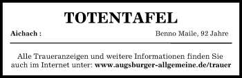 Traueranzeige von Totentafel vom 25.11.2021 von Aichacher Nachrichten