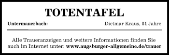 Traueranzeige von Totentafel vom 27.11.2021 von Aichacher Nachrichten