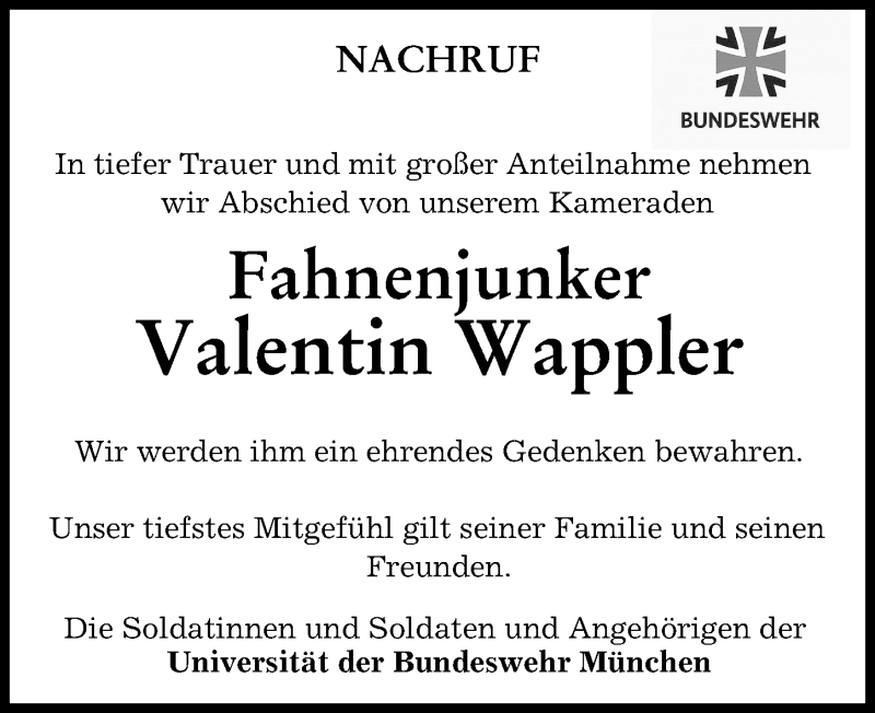  Traueranzeige für Valentin Wappler vom 18.06.2021 aus Schwabmünchner Allgemeine
