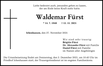 Traueranzeige von Waldemar Fürst von Günzburger Zeitung