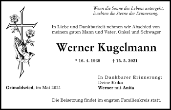 Traueranzeige von Werner Kugelmann von Schwabmünchner Allgemeine
