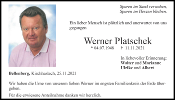 Traueranzeige von Werner Platschek von Illertisser Zeitung
