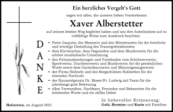 Traueranzeige von Xaver Alberstetter von Landsberger Tagblatt