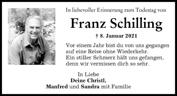 Traueranzeige von Franz Schilling von Mindelheimer Zeitung