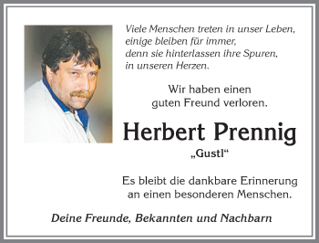 Traueranzeige von Herbert Prennig von Mindelheimer Zeitung