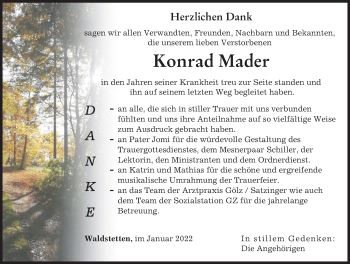 Traueranzeige von Konrad Mader von Günzburger Zeitung