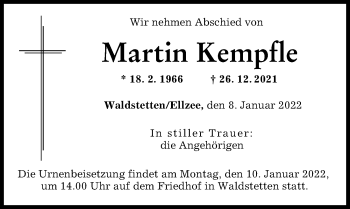 Traueranzeige von Martin Kempfle von Günzburger Zeitung