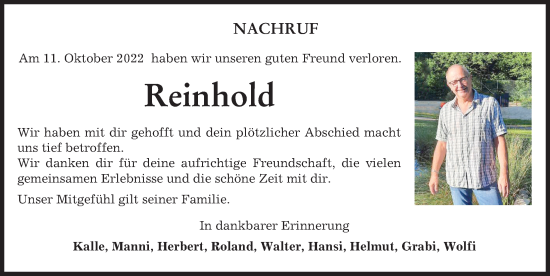 Traueranzeige von Reinhold Beyer von Mindelheimer Zeitung