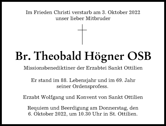 Traueranzeige von Theobald Högner von Landsberger Tagblatt