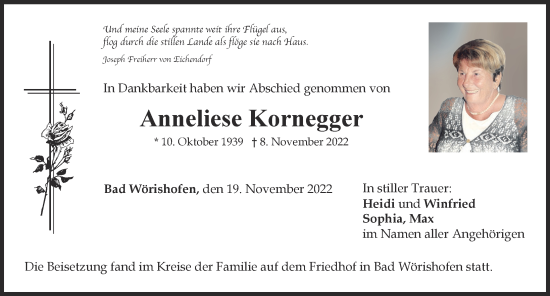 Traueranzeige von Anneliese Kornegger von Mindelheimer Zeitung