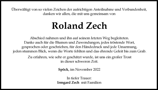 Traueranzeige von Roland Zech von Mindelheimer Zeitung