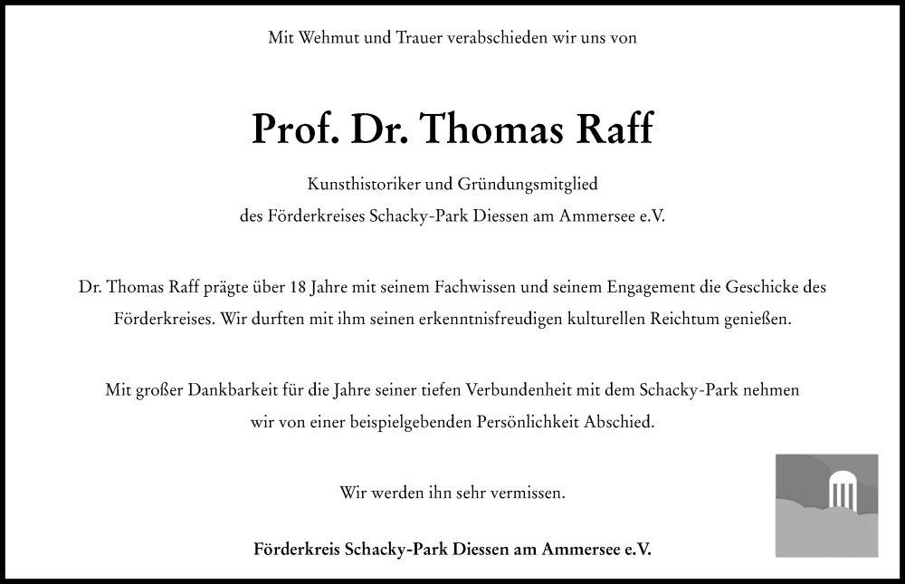  Traueranzeige für Thomas Raff vom 11.11.2022 aus Ammersee Kurier