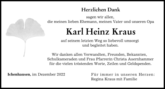 Traueranzeige von Karl Heinz Kraus von Günzburger Zeitung